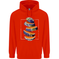 Our Orange Planet Earth One Glass Only Mens 80% Cotton Hoodie Bright Red