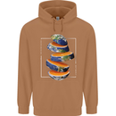 Our Orange Planet Earth One Glass Only Mens 80% Cotton Hoodie Caramel Latte