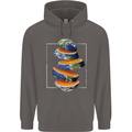 Our Orange Planet Earth One Glass Only Mens 80% Cotton Hoodie Charcoal