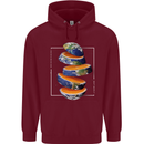Our Orange Planet Earth One Glass Only Mens 80% Cotton Hoodie Maroon