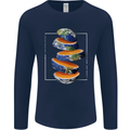 Our Orange Planet Earth One Glass Only Mens Long Sleeve T-Shirt Navy Blue