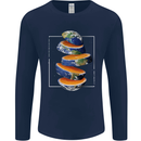 Our Orange Planet Earth One Glass Only Mens Long Sleeve T-Shirt Navy Blue