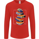 Our Orange Planet Earth One Glass Only Mens Long Sleeve T-Shirt Red