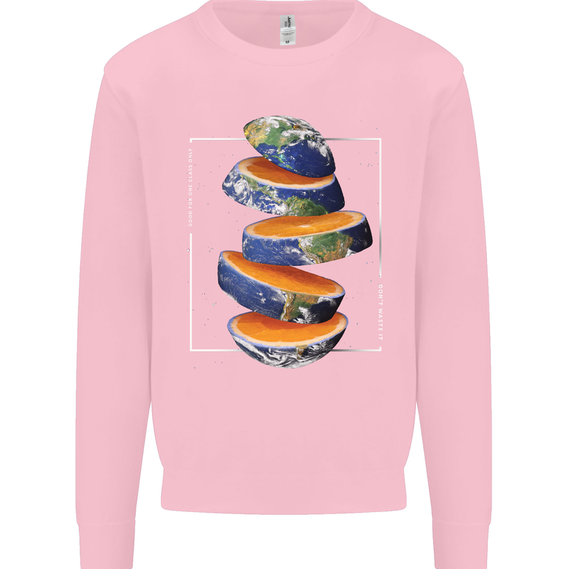 Our Orange Planet Earth One Glass Only Mens Sweatshirt Jumper Light Pink