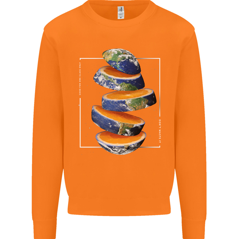 Our Orange Planet Earth One Glass Only Mens Sweatshirt Jumper Orange