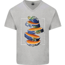 Our Orange Planet Earth One Glass Only Mens V-Neck Cotton T-Shirt Sports Grey