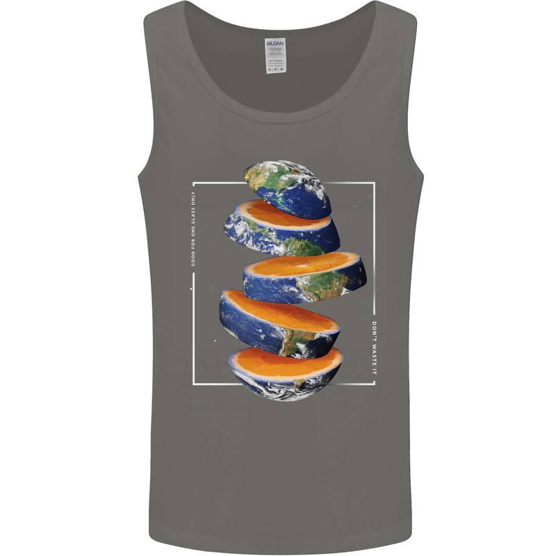 Our Orange Planet Earth One Glass Only Mens Vest Tank Top Charcoal