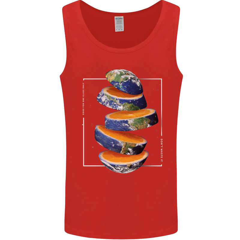 Our Orange Planet Earth One Glass Only Mens Vest Tank Top Red