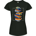 Our Orange Planet Earth One Glass Only Womens Petite Cut T-Shirt Black