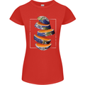 Our Orange Planet Earth One Glass Only Womens Petite Cut T-Shirt Red