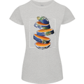 Our Orange Planet Earth One Glass Only Womens Petite Cut T-Shirt Sports Grey