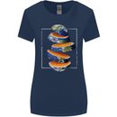 Our Orange Planet Earth One Glass Only Womens Wider Cut T-Shirt Navy Blue