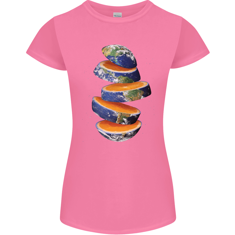 Our Orange Planet Earth Womens Petite Cut T-Shirt Azalea
