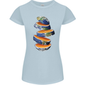 Our Orange Planet Earth Womens Petite Cut T-Shirt Light Blue