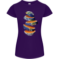 Our Orange Planet Earth Womens Petite Cut T-Shirt Purple
