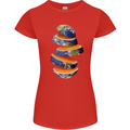 Our Orange Planet Earth Womens Petite Cut T-Shirt Red