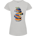 Our Orange Planet Earth Womens Petite Cut T-Shirt Sports Grey