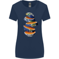 Our Orange Planet Earth Womens Wider Cut T-Shirt Navy Blue