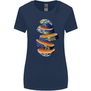 Our Orange Planet Earth Womens Wider Cut T-Shirt Navy Blue