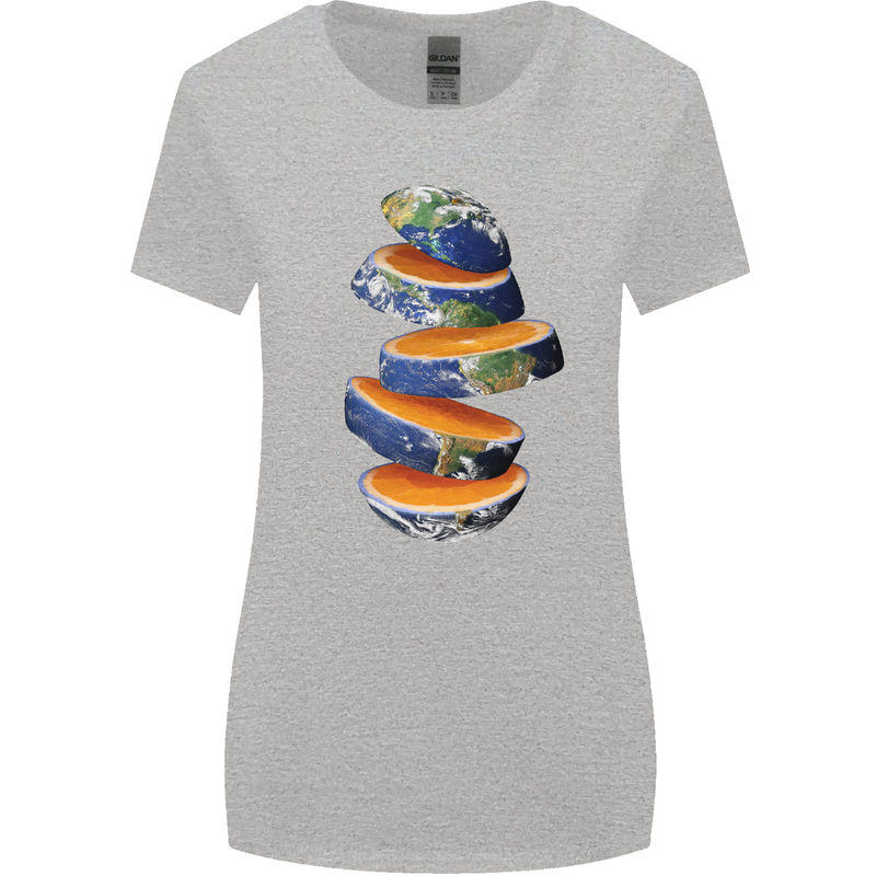 Our Orange Planet Earth Womens Wider Cut T-Shirt Sports Grey