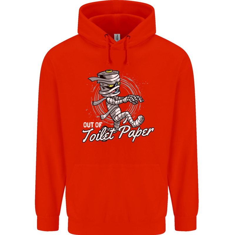 Out of Toilet Paper Funny Halloween Mummy Childrens Kids Hoodie Bright Red