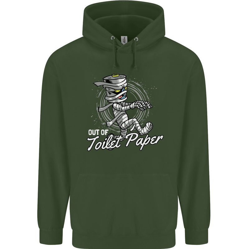 Out of Toilet Paper Funny Halloween Mummy Childrens Kids Hoodie Forest Green
