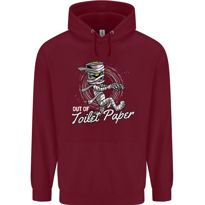 Out of Toilet Paper Funny Halloween Mummy Childrens Kids Hoodie Maroon