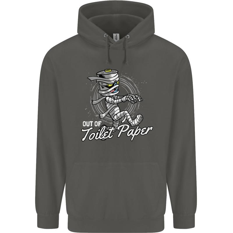 Out of Toilet Paper Funny Halloween Mummy Childrens Kids Hoodie Storm Grey