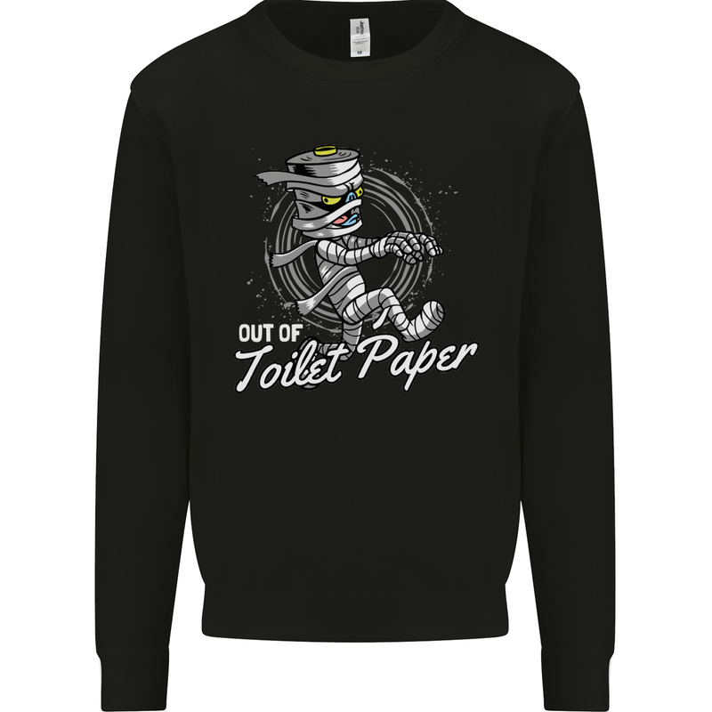 Out of Toilet Paper Funny Halloween Mummy Kids Sweatshirt Jumper Black