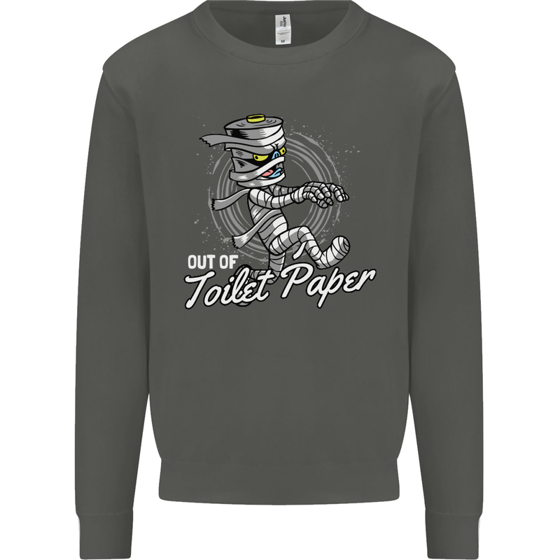 Out of Toilet Paper Funny Halloween Mummy Kids Sweatshirt Jumper Storm Grey