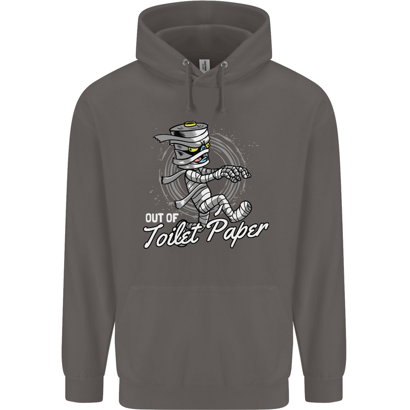 Out of Toilet Paper Funny Halloween Mummy Mens 80% Cotton Hoodie Charcoal