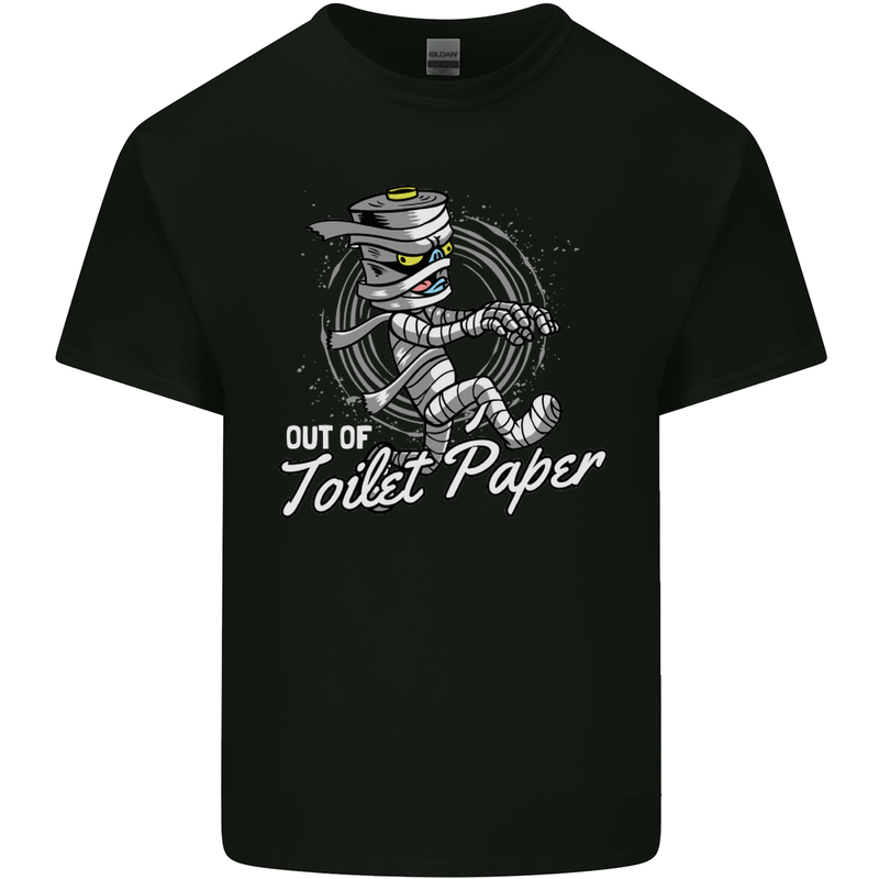 Out of Toilet Paper Funny Halloween Mummy Mens Cotton T-Shirt Tee Top Black