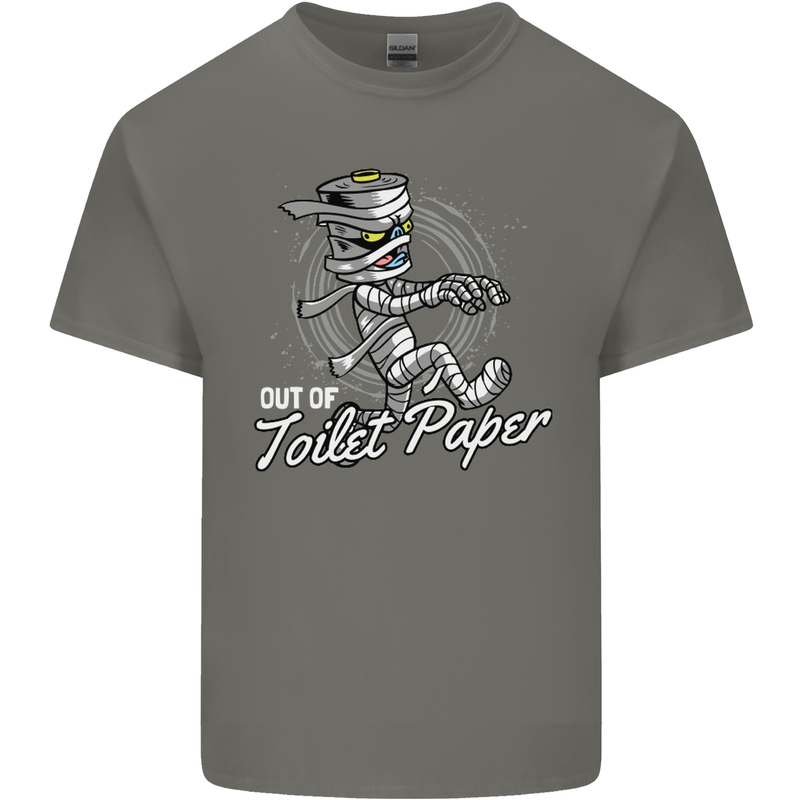 Out of Toilet Paper Funny Halloween Mummy Mens Cotton T-Shirt Tee Top Charcoal