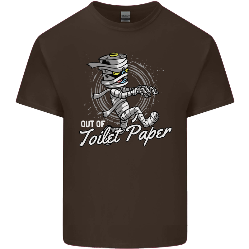 Out of Toilet Paper Funny Halloween Mummy Mens Cotton T-Shirt Tee Top Dark Chocolate