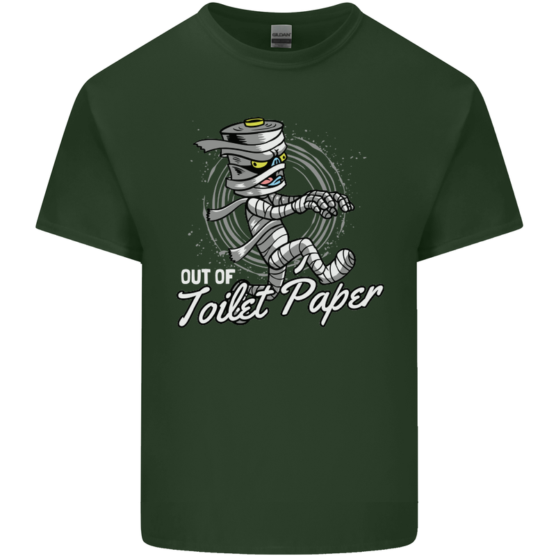 Out of Toilet Paper Funny Halloween Mummy Mens Cotton T-Shirt Tee Top Forest Green