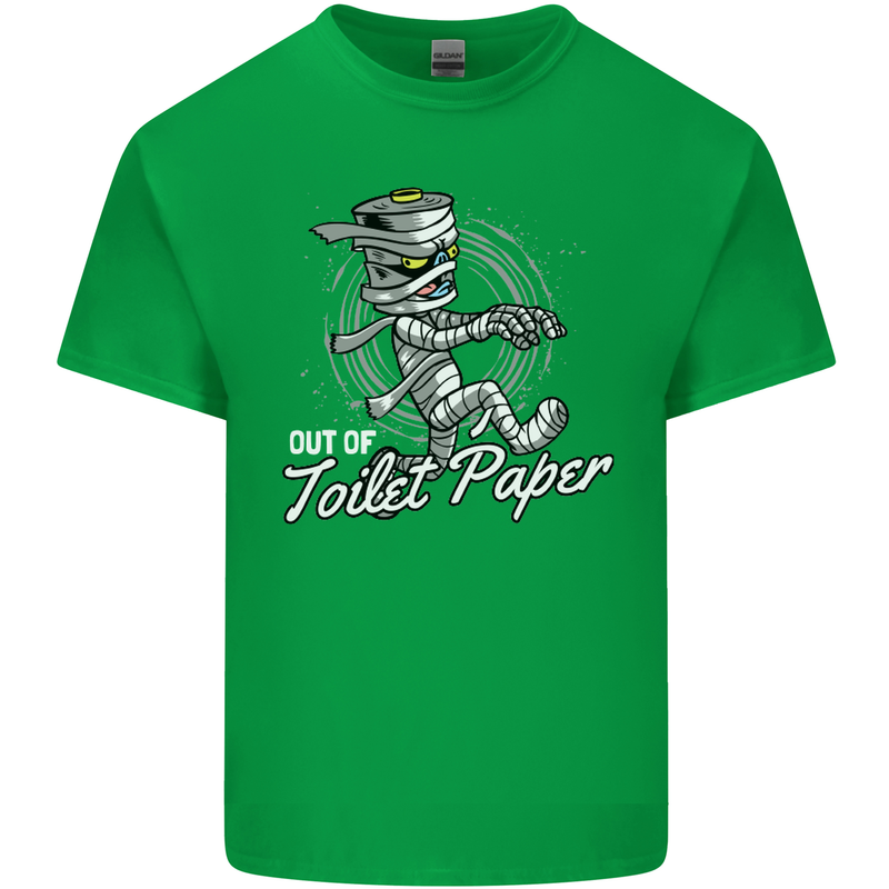 Out of Toilet Paper Funny Halloween Mummy Mens Cotton T-Shirt Tee Top Irish Green