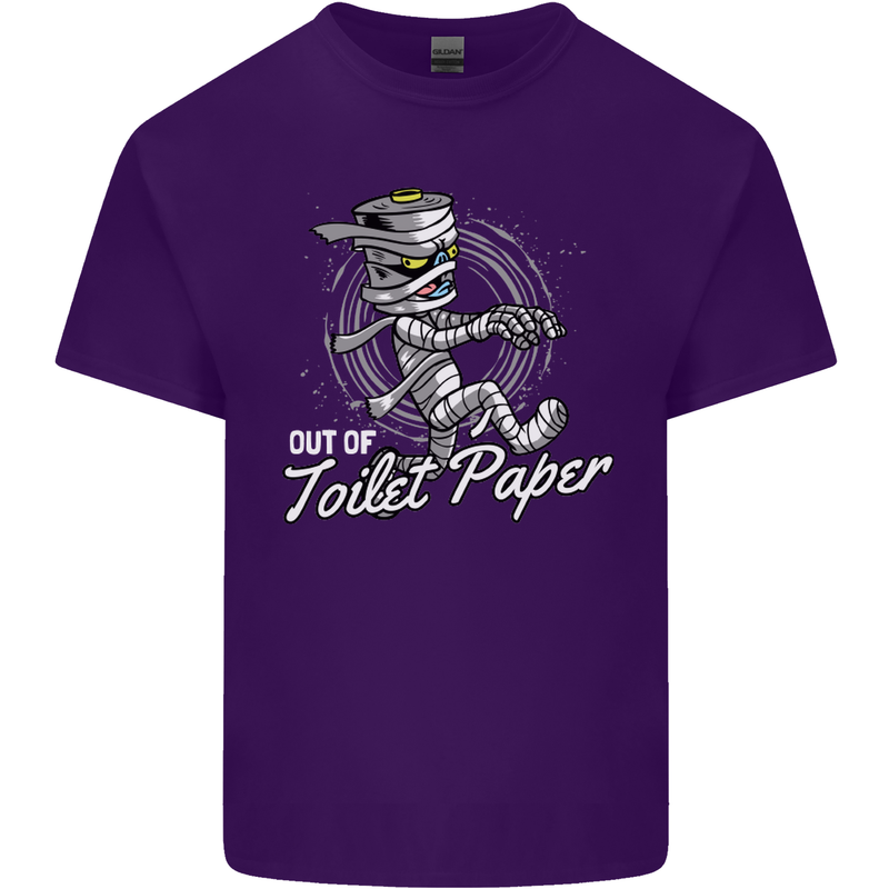 Out of Toilet Paper Funny Halloween Mummy Mens Cotton T-Shirt Tee Top Purple