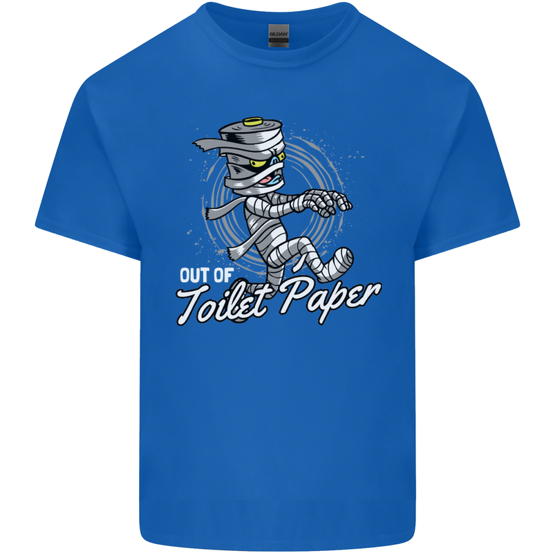 Out of Toilet Paper Funny Halloween Mummy Mens Cotton T-Shirt Tee Top Royal Blue
