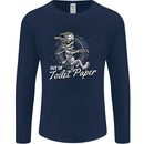 Out of Toilet Paper Funny Halloween Mummy Mens Long Sleeve T-Shirt Navy Blue
