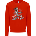Out of Toilet Paper Funny Halloween Mummy Mens Sweatshirt Jumper Bright Red