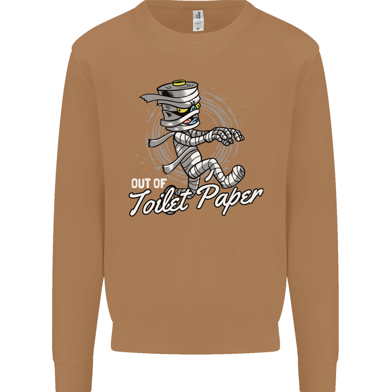 Out of Toilet Paper Funny Halloween Mummy Mens Sweatshirt Jumper Caramel Latte