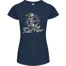 Out of Toilet Paper Funny Halloween Mummy Womens Petite Cut T-Shirt Navy Blue