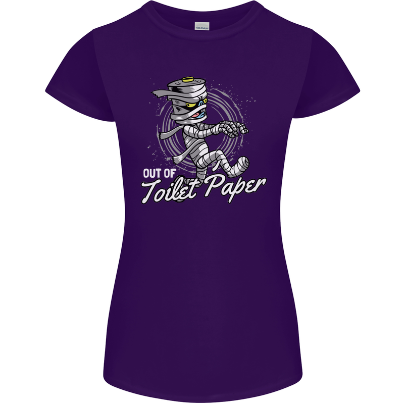 Out of Toilet Paper Funny Halloween Mummy Womens Petite Cut T-Shirt Purple