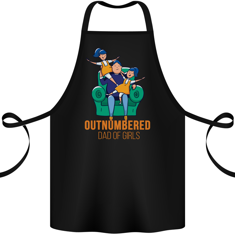 Outnumbered Dad Girls Fathers Day Daughters Cotton Apron 100% Organic Black