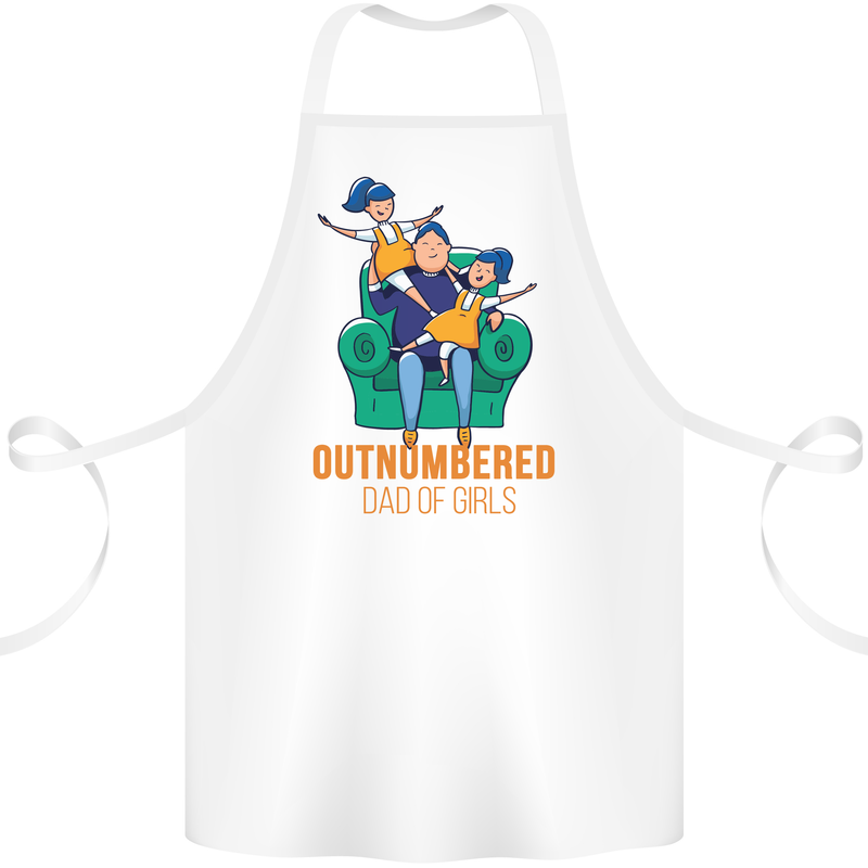 Outnumbered Dad Girls Fathers Day Daughters Cotton Apron 100% Organic White