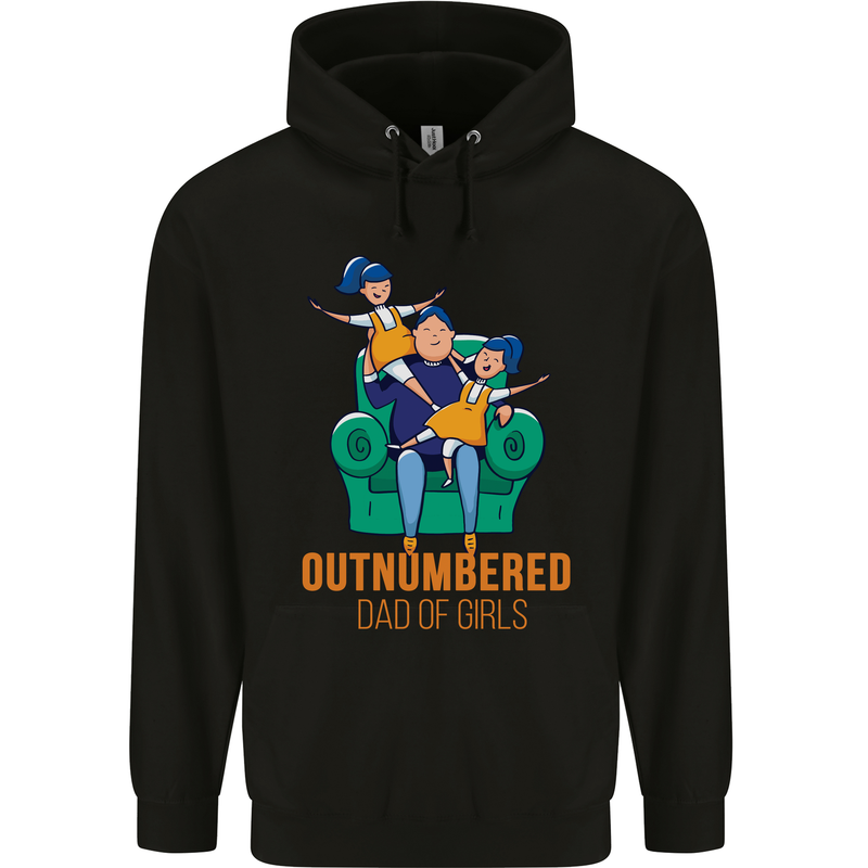 Outnumbered Dad Girls Fathers Day Daughters Mens 80% Cotton Hoodie Black