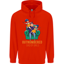 Outnumbered Dad Girls Fathers Day Daughters Mens 80% Cotton Hoodie Bright Red