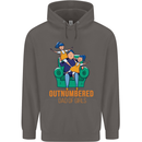 Outnumbered Dad Girls Fathers Day Daughters Mens 80% Cotton Hoodie Charcoal