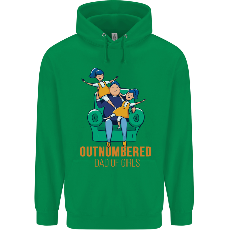 Outnumbered Dad Girls Fathers Day Daughters Mens 80% Cotton Hoodie Irish Green