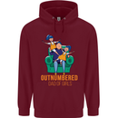 Outnumbered Dad Girls Fathers Day Daughters Mens 80% Cotton Hoodie Maroon